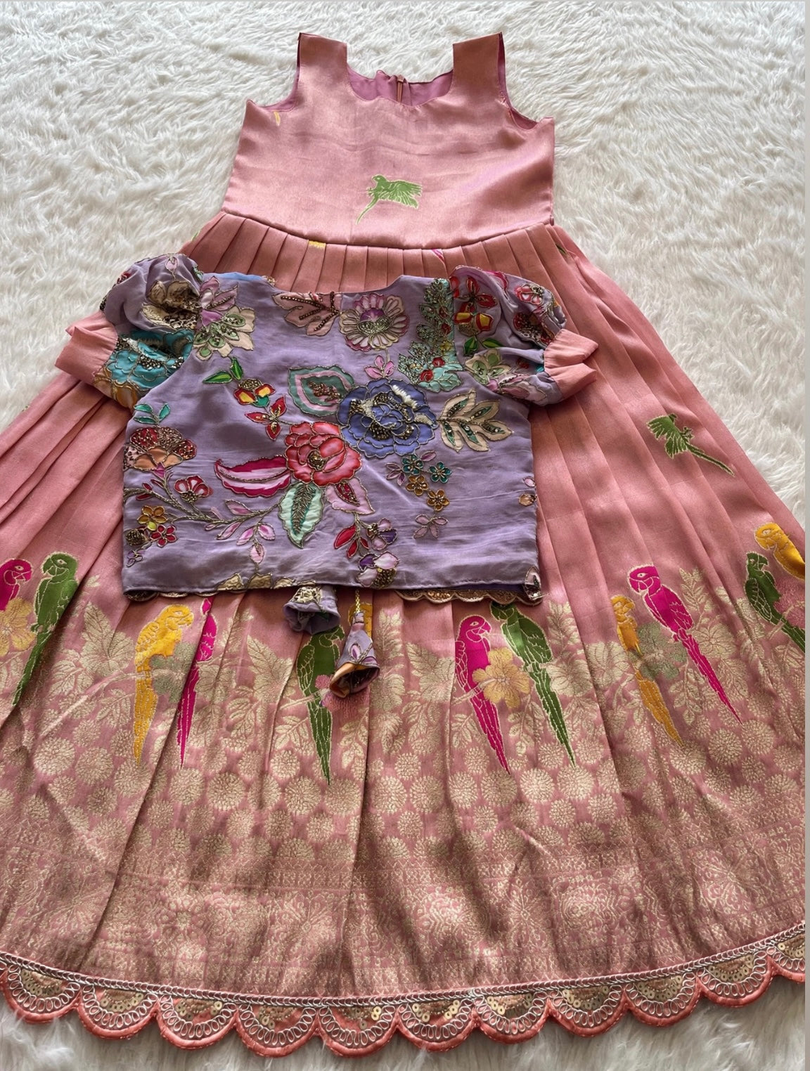 Banaras tissue silk dresses with meenakari weaving and jacket (1-17 years )