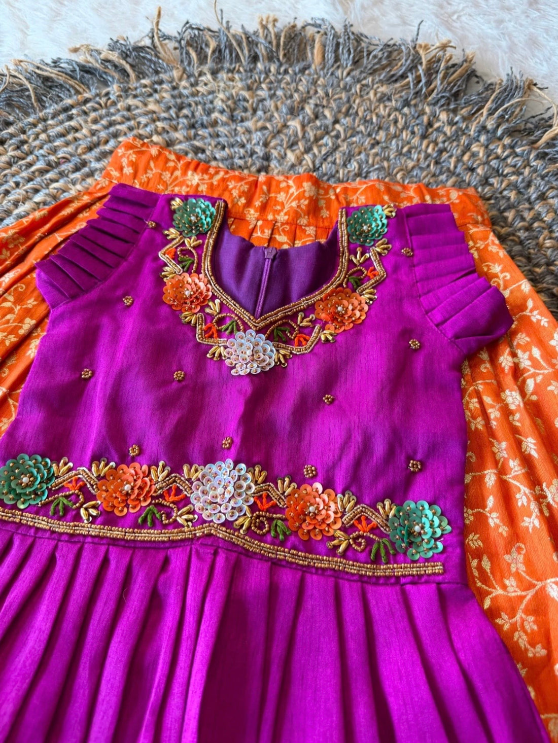 Kids fully stitched banaras silk lehanga with handwork peplum blouse (1-16 years)