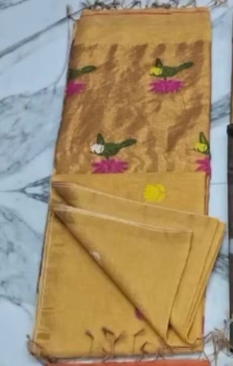 Linen tissue sarees with jamdani weaving
