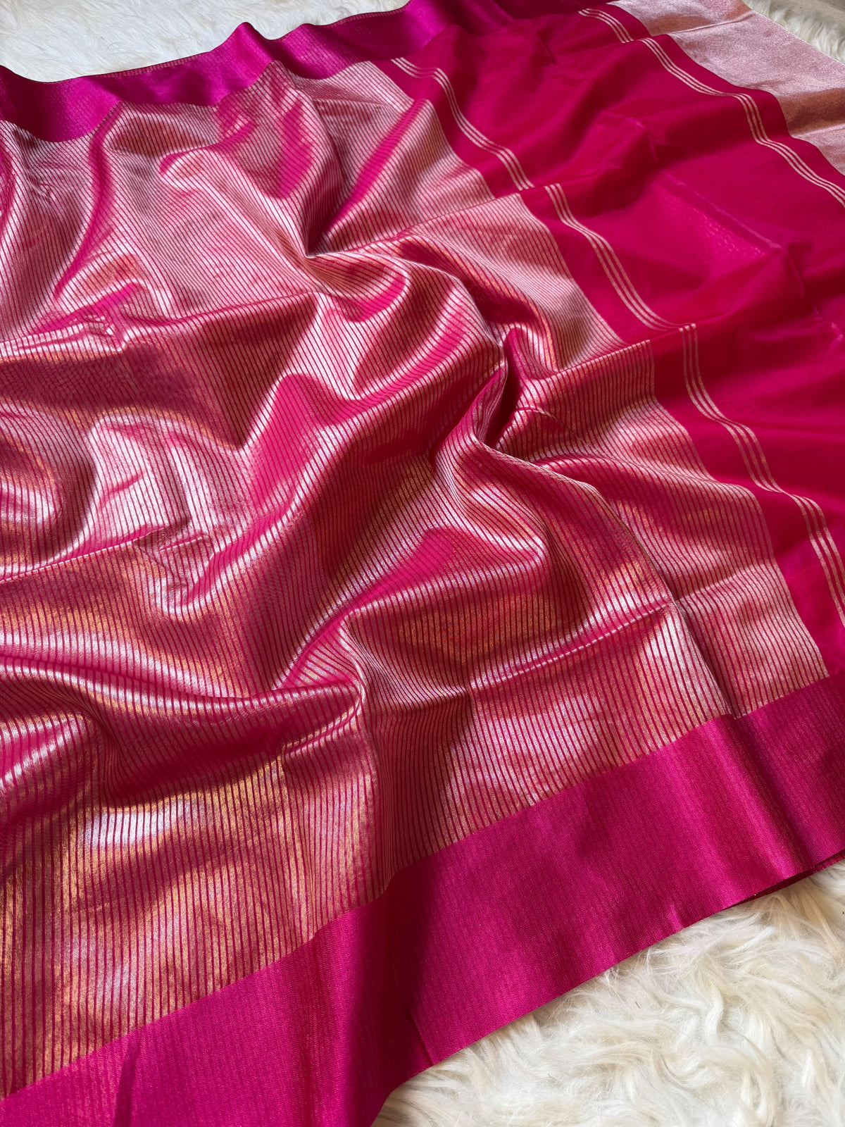 Shilpa shetty inspired banaras tissue stripes soft silk sarees