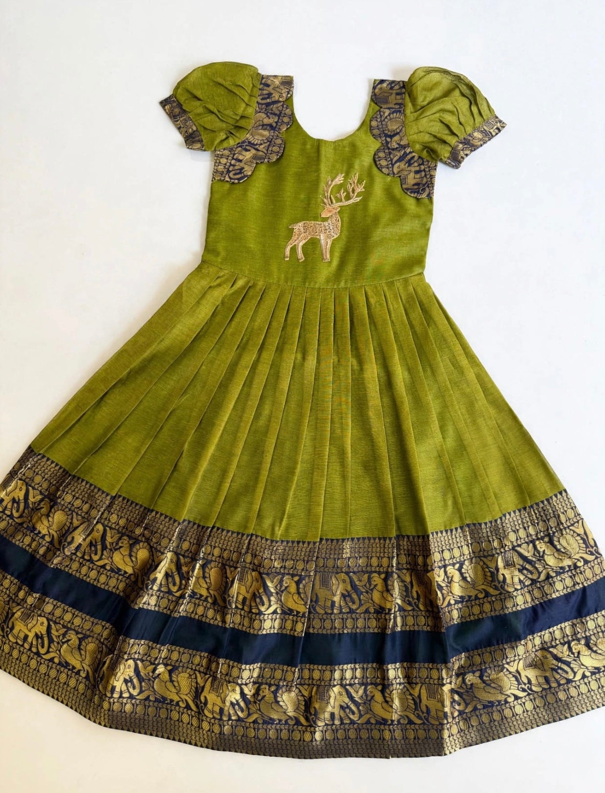 Narayanpet silk cotton fully stitched dresses with handwork (1-16 years)
