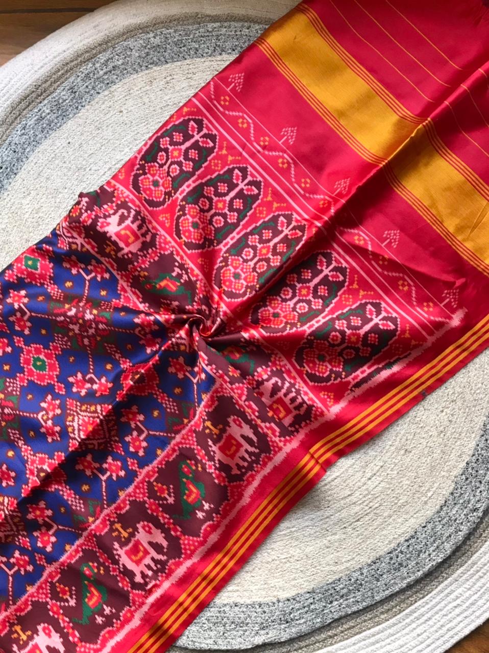 Fancy patan patola silk sarees unstitched blouse
