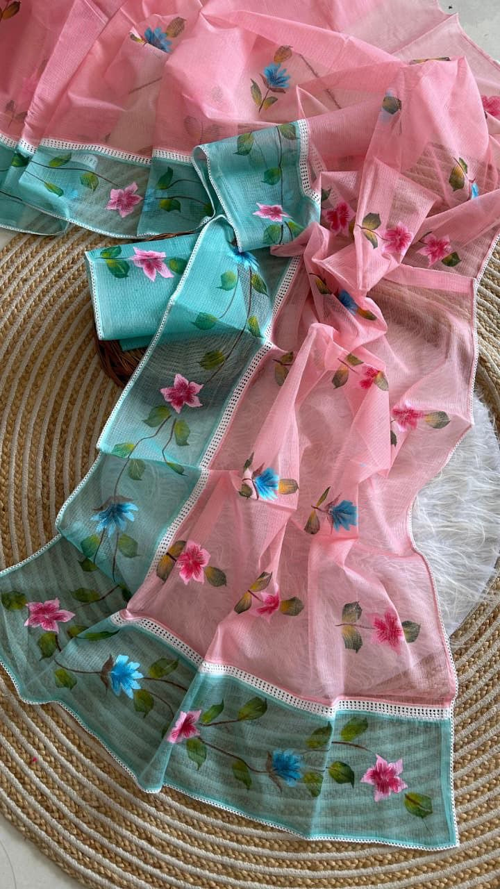 Kota sarees with handpainting allover