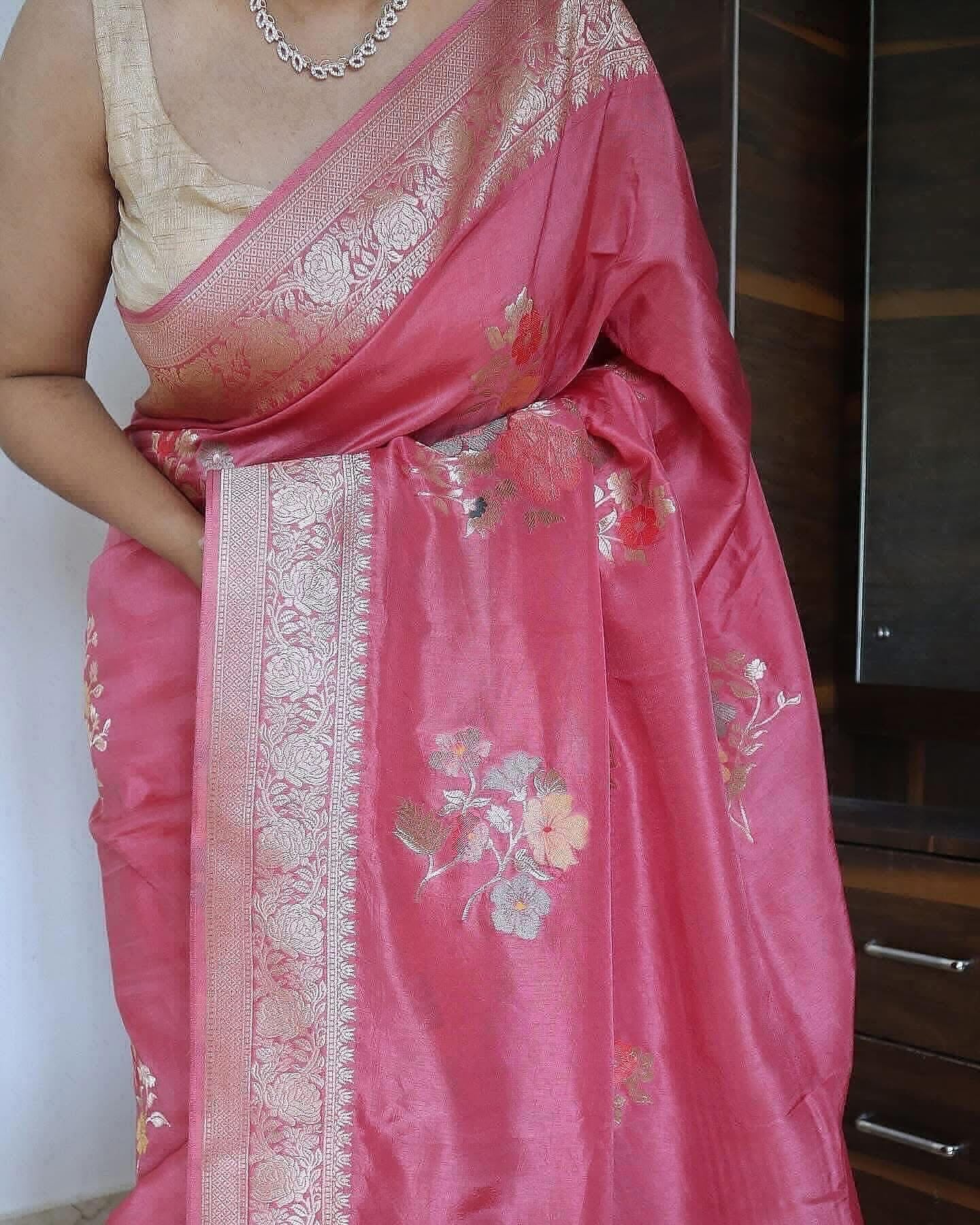 Banaras munga silk sarees with meenakari weaving