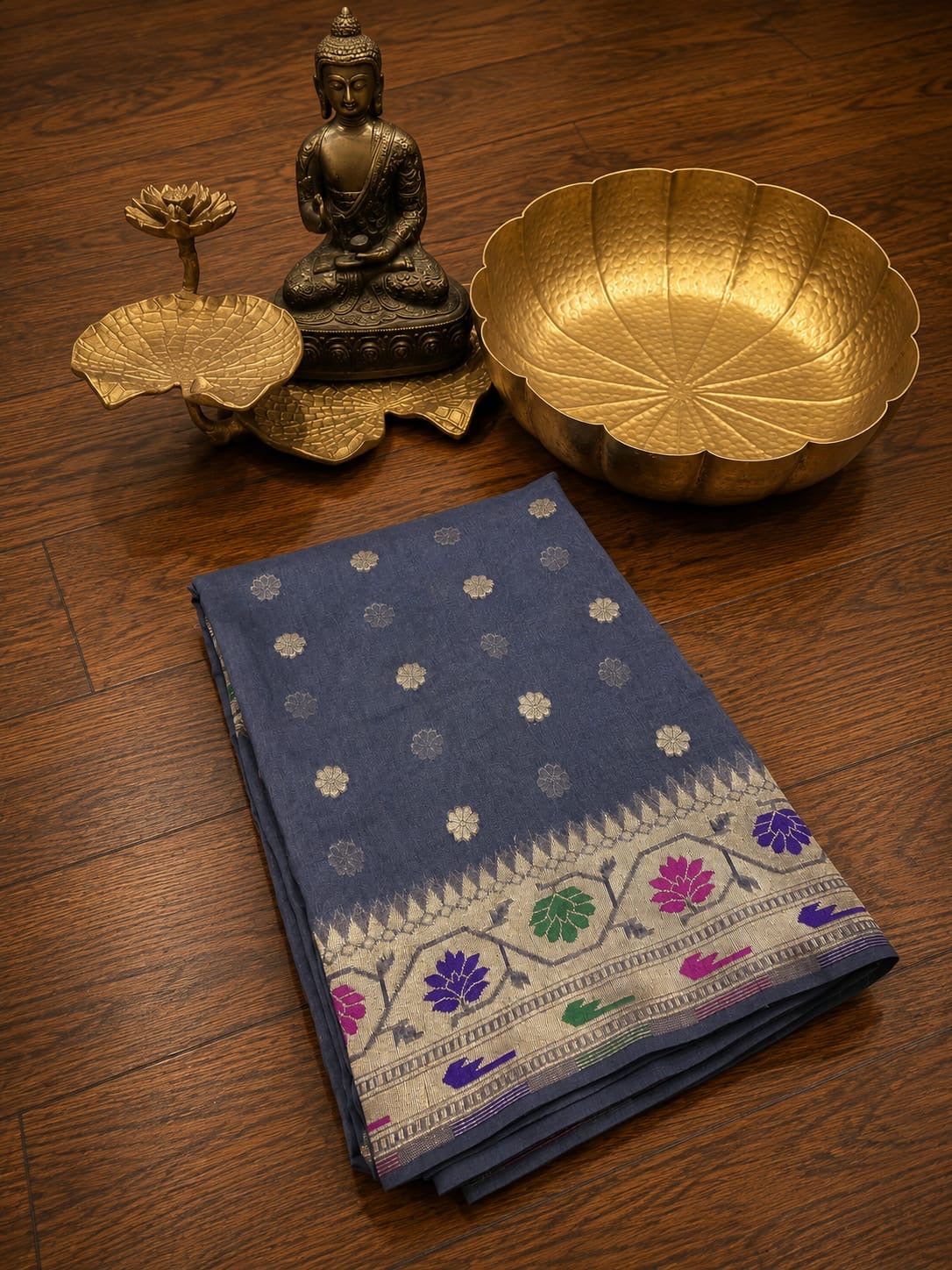 Banaras pure paithani crepe silk sarees with unstitched blouse