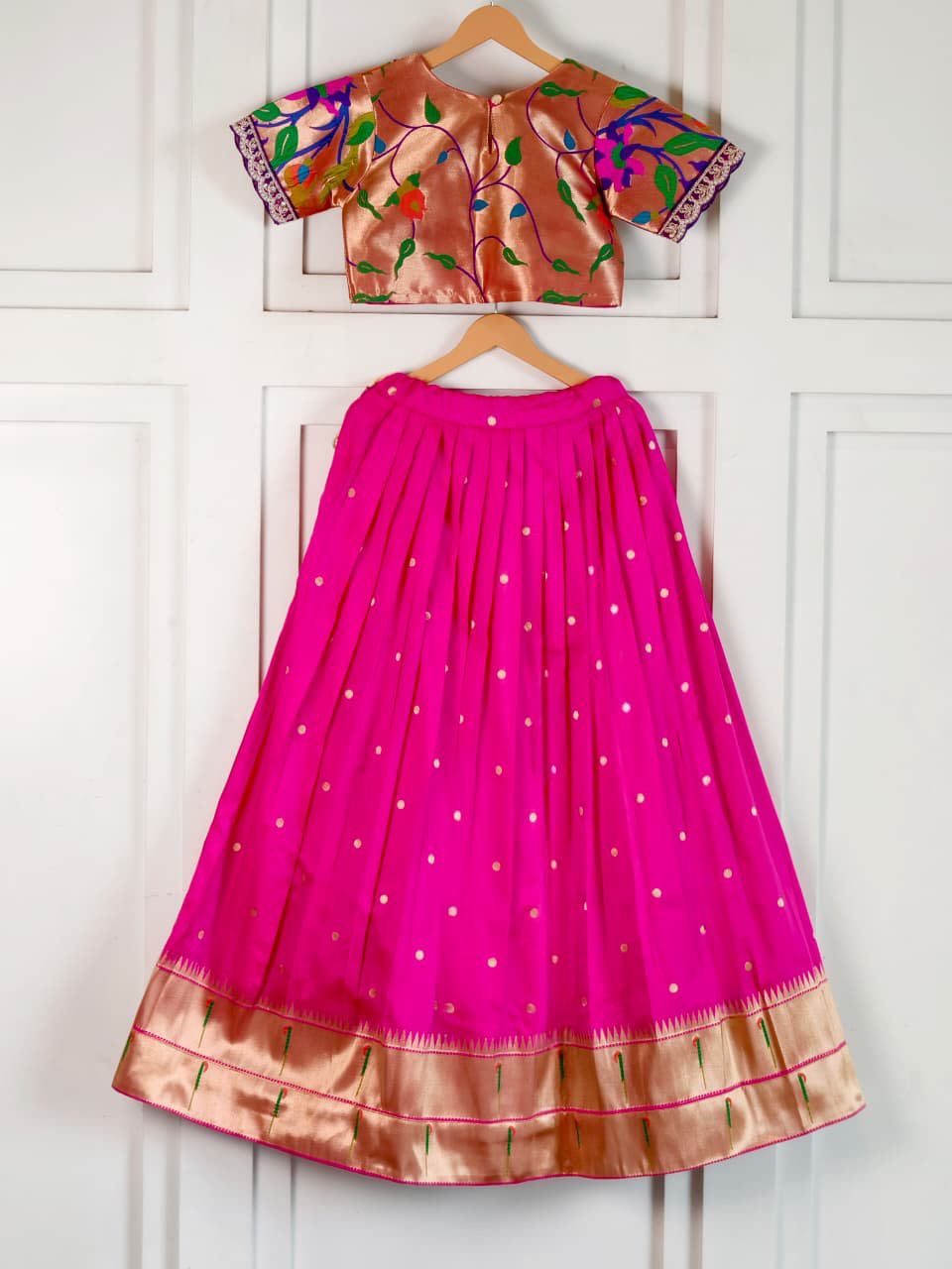 Banaras paithani kids lehanga with croptop (1-15 years )