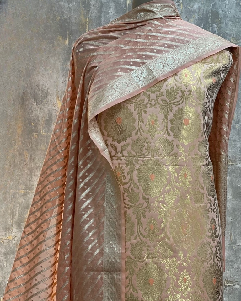 Banaras brocade 3 piece unstitched dress materials (2.5 meters each approx )
