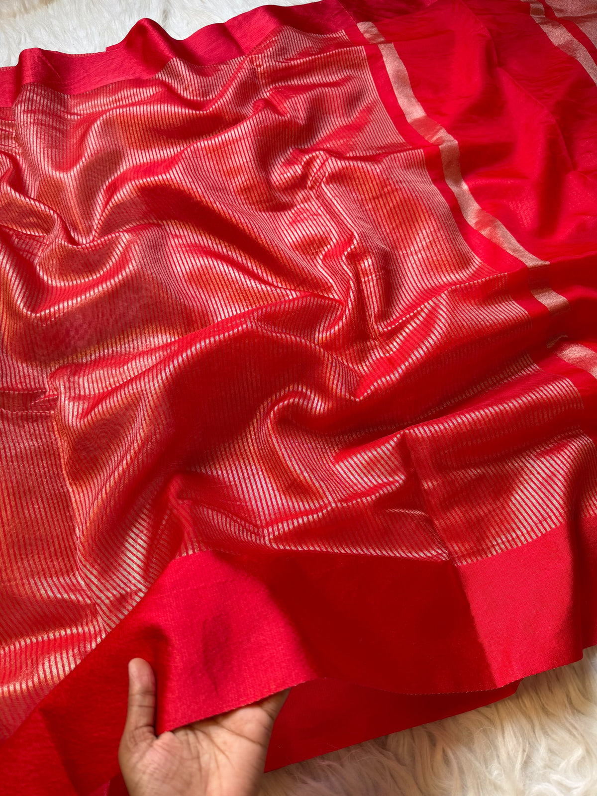 Shilpa shetty inspired banaras tissue stripes soft silk sarees