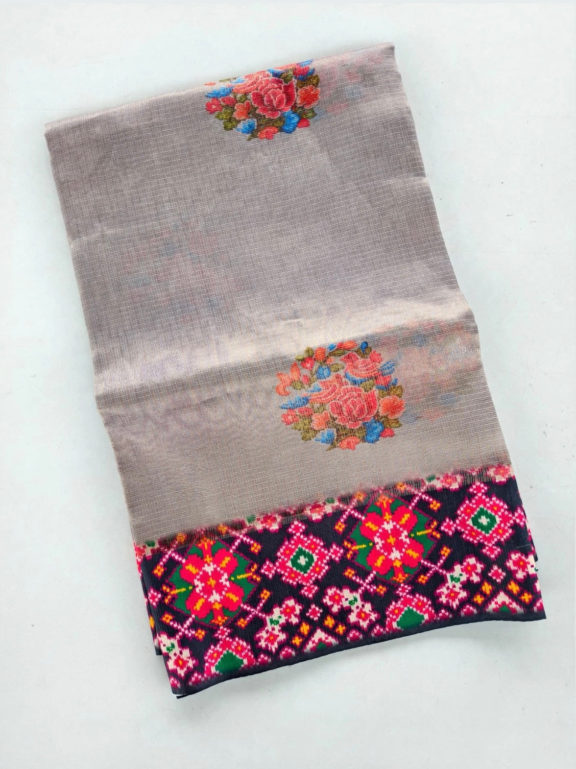 Exclusive tissue silk sarees with patola borders pallu and blouse