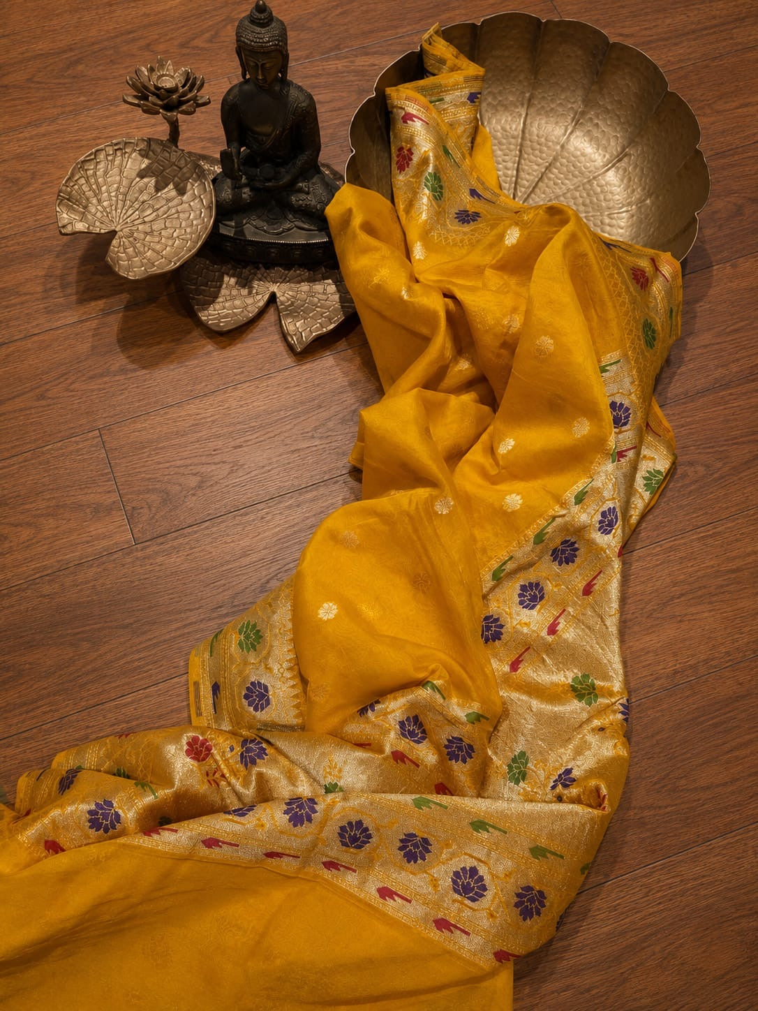Banaras pure paithani crepe silk sarees with unstitched blouse