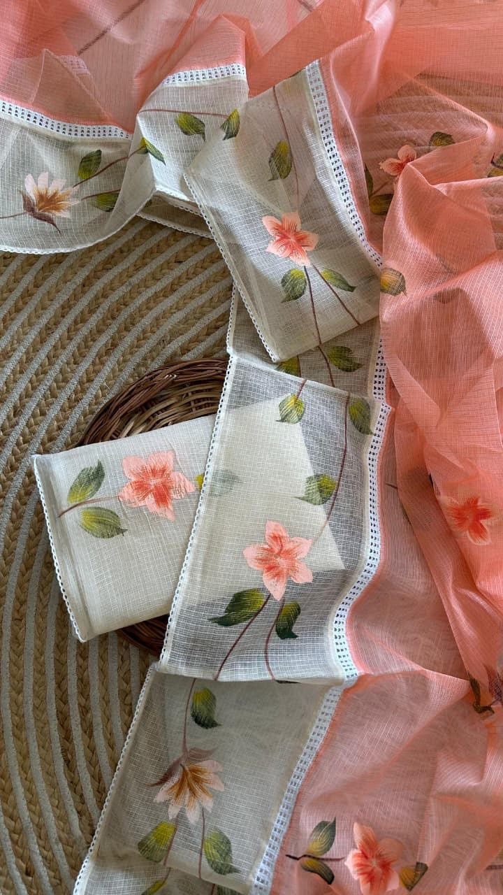 Kota sarees with handpainting allover