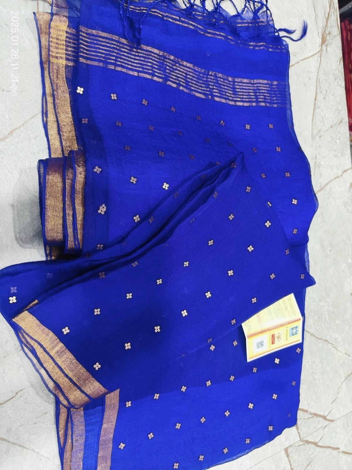 Handloom pure muslin silk sarees with sequins weaving
