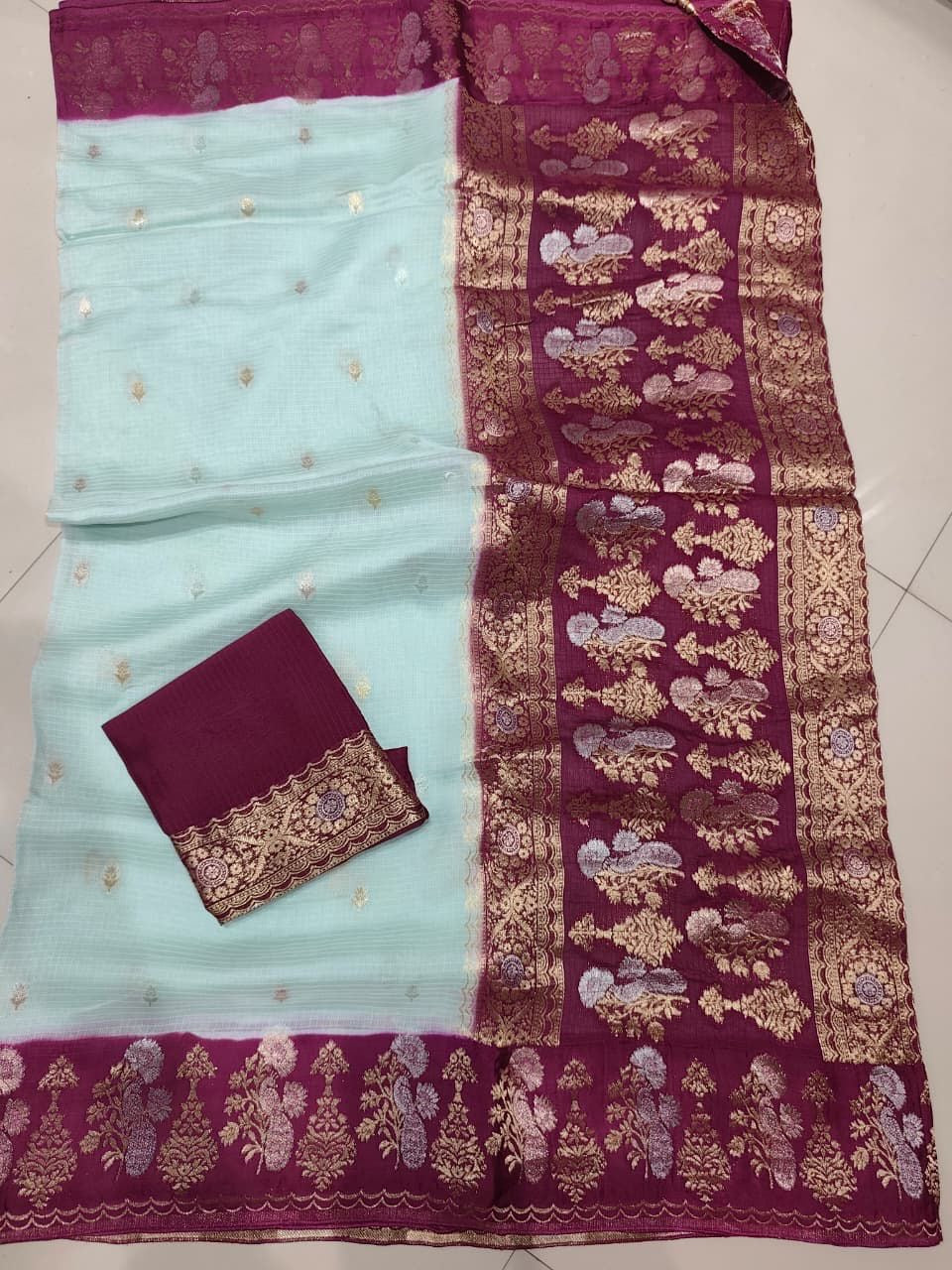 Exclusive pure kota silk sarees with mashru satin weaving borders and unstitched blouse