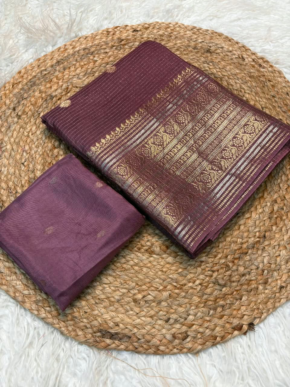 Vintage banaras crepe silk sarees in checkered weaving rich pallu and blouse