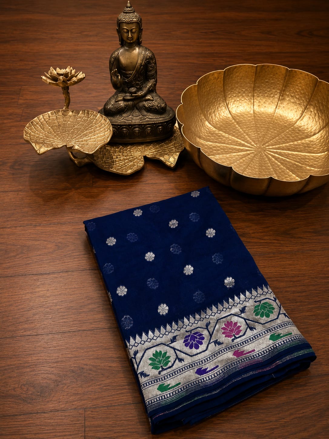 Banaras pure paithani crepe silk sarees with unstitched blouse
