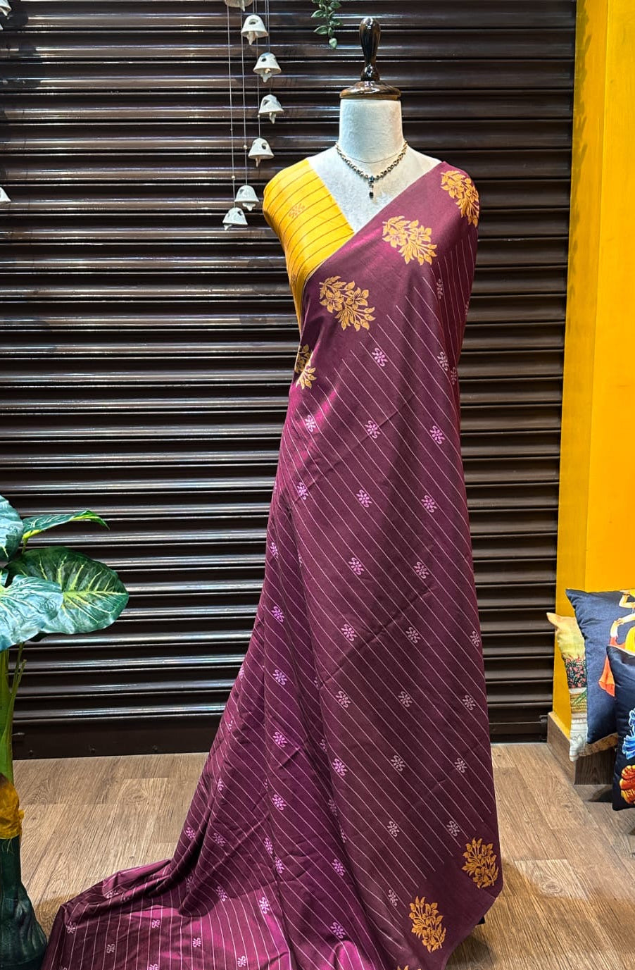 Fancy tussar silk cotton saree in unique combination