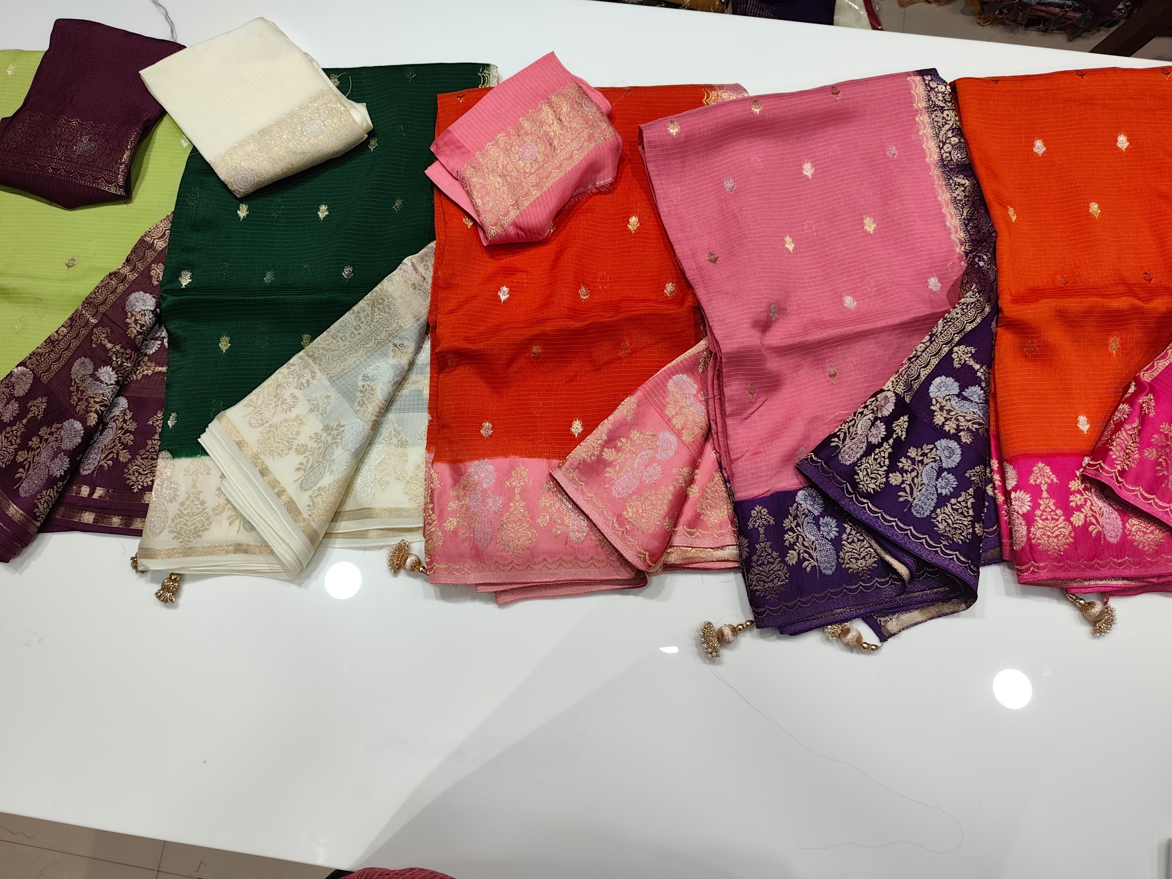 Exclusive pure kota silk sarees with mashru satin weaving borders and unstitched blouse