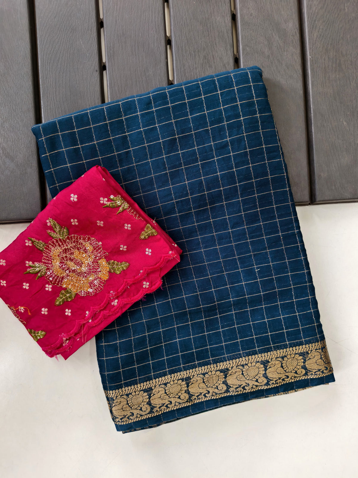 Vintage banaras checkered sarees with rich video borders pallu and blouse