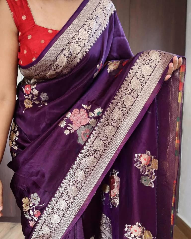 Banaras munga silk sarees with meenakari weaving