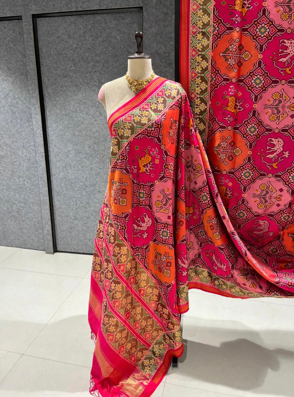 Fancy patan patola silk sarees in navaratan design