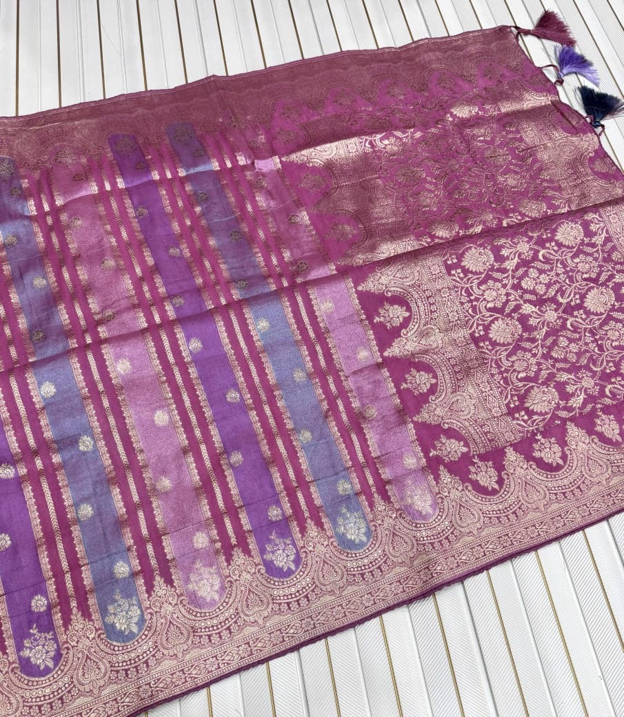 Banaras rangkat soft silk sarees with rich weaving allover and blouse