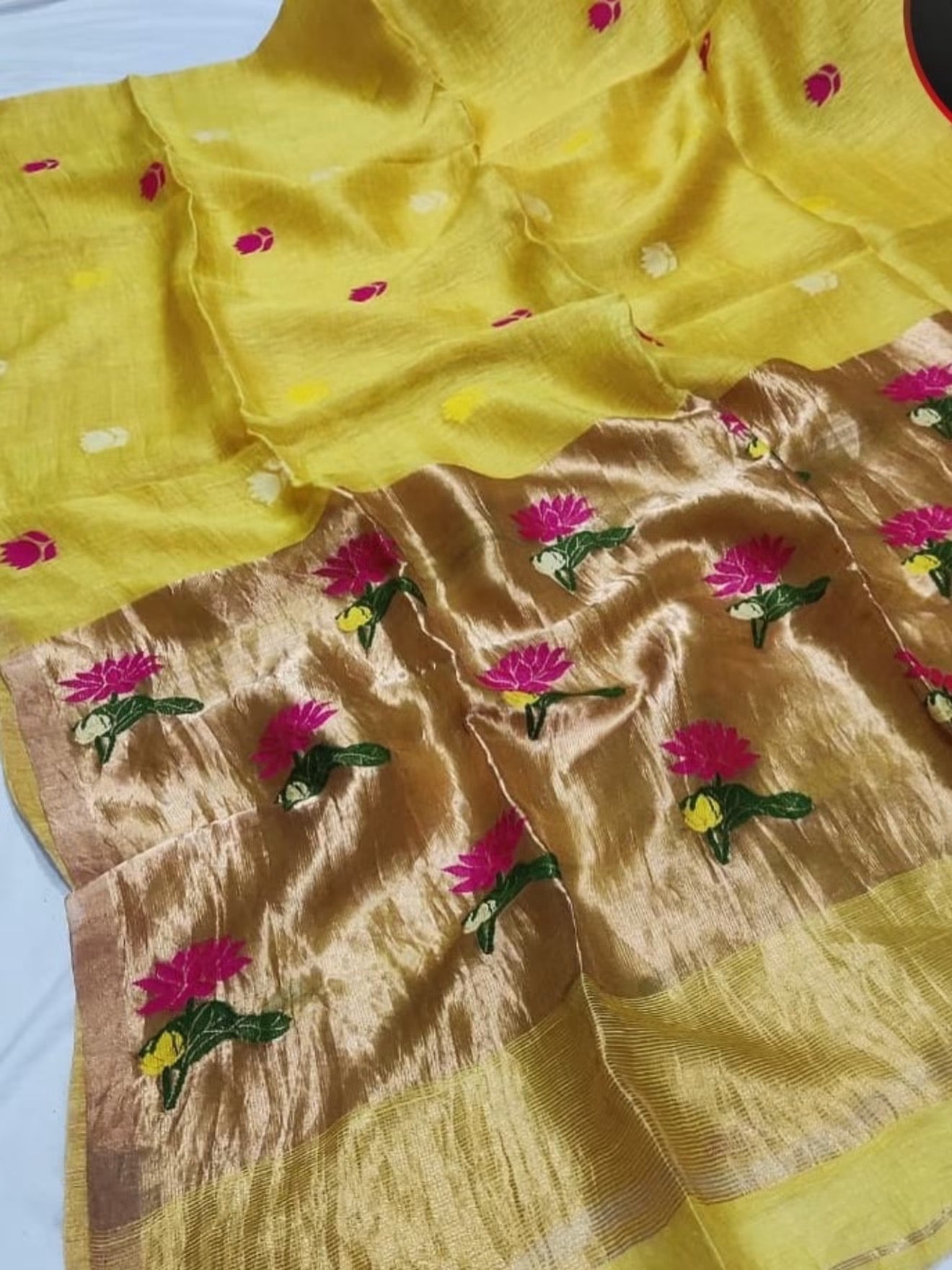 Handloom pure jamdani silk sarees with meenakari weaving