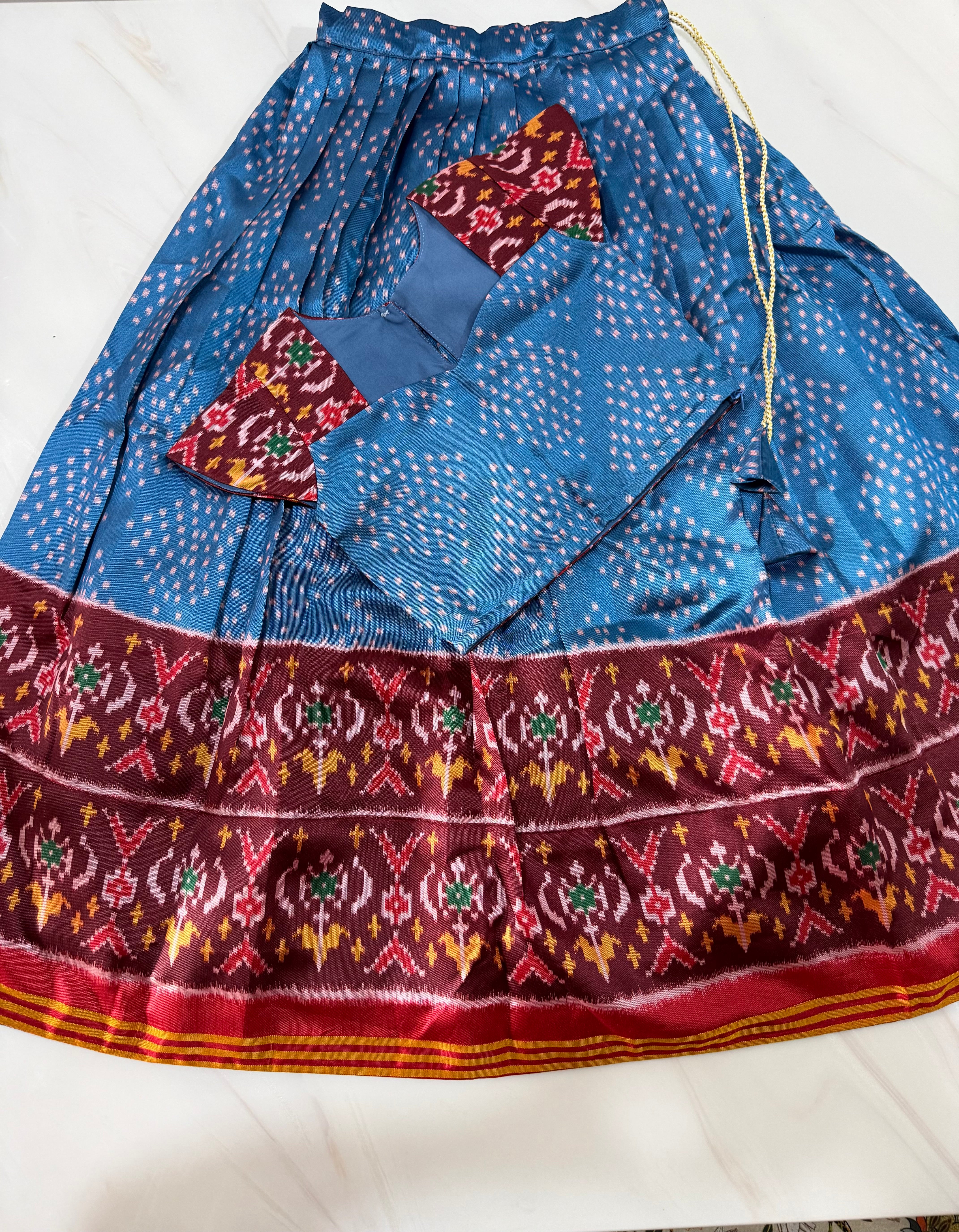 Fancy patan patola kids fully stitched lehangas (0-16 years)