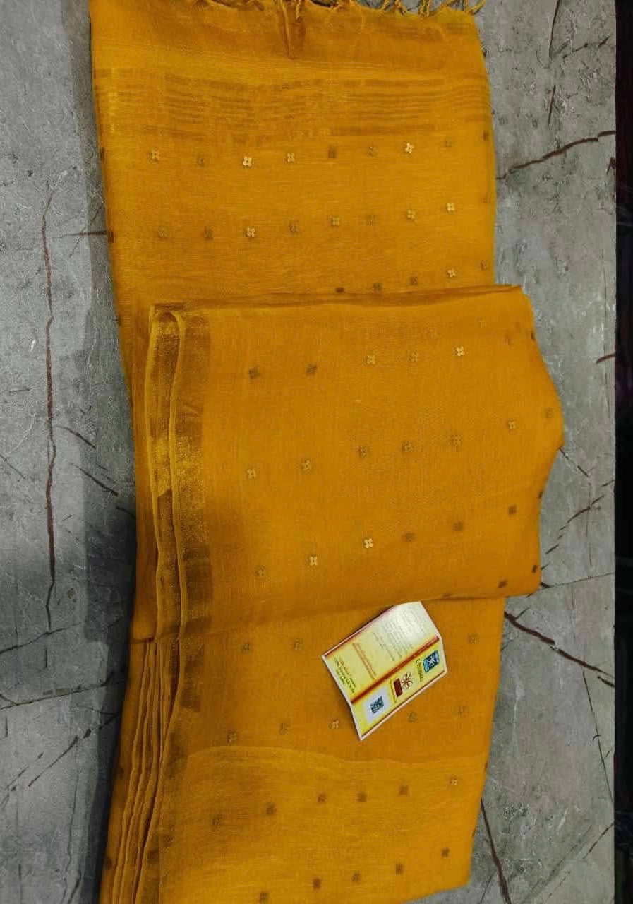 Handloom pure muslin silk sarees with sequins weaving