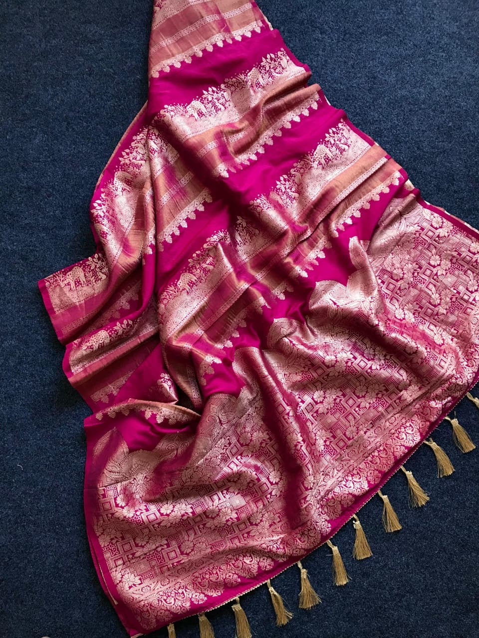 Banaras crepe silk sarees with rich weaving allover and blouse
