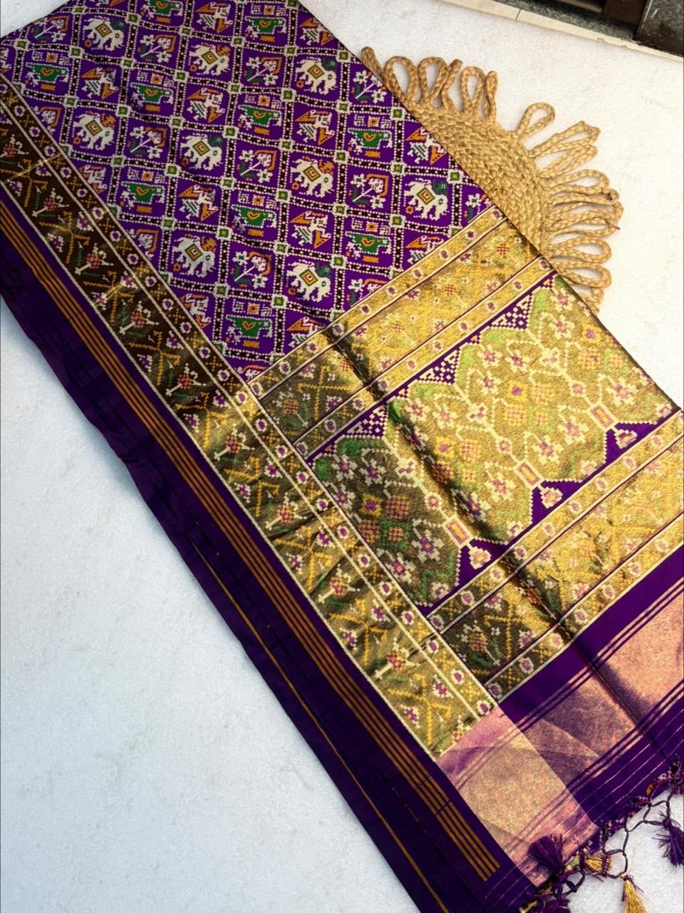 Semi fancy patan patola silk sarees with tissue pallu and borders
