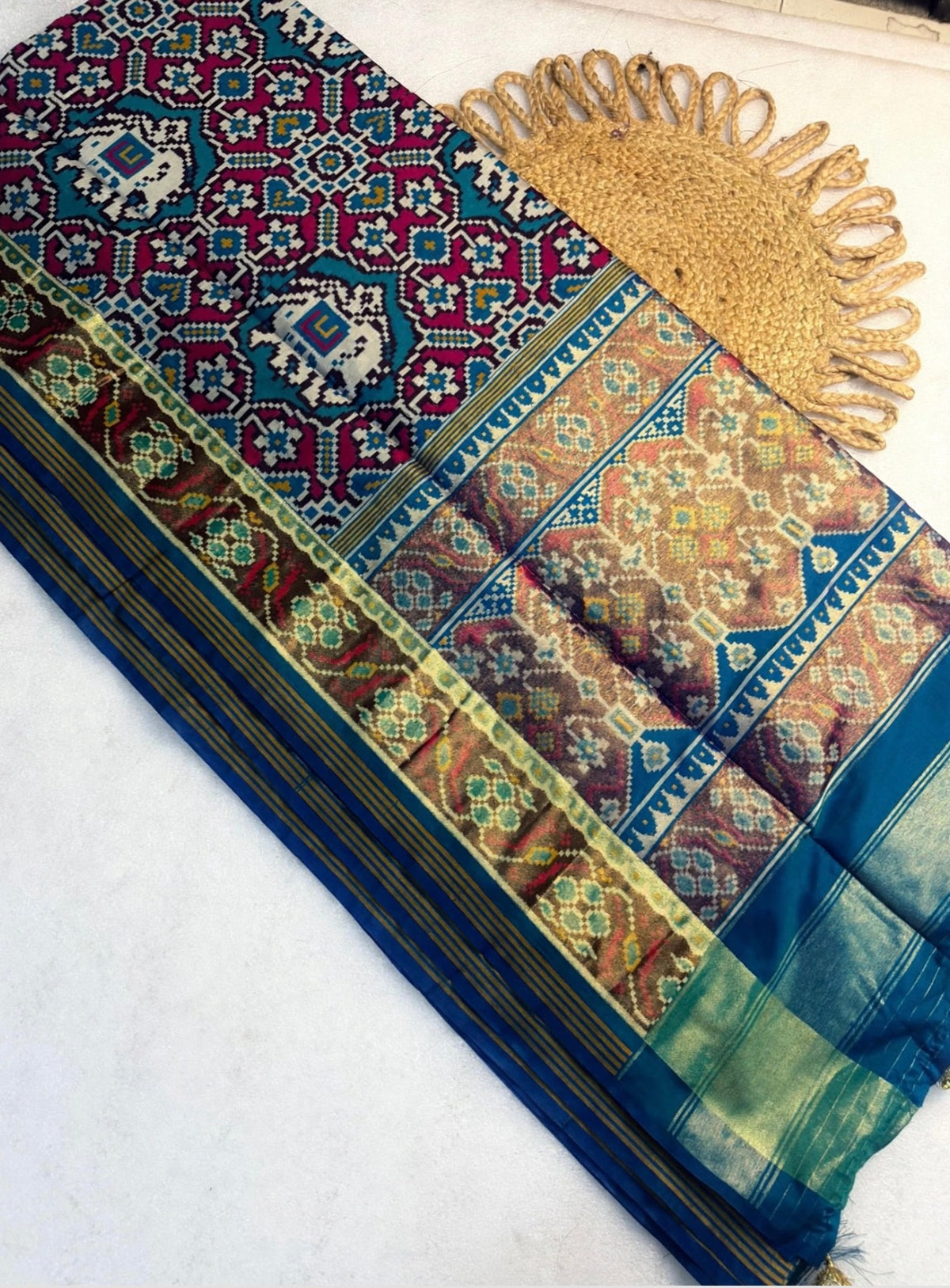 Semi fancy patan patola silk sarees with tissue pallu and borders