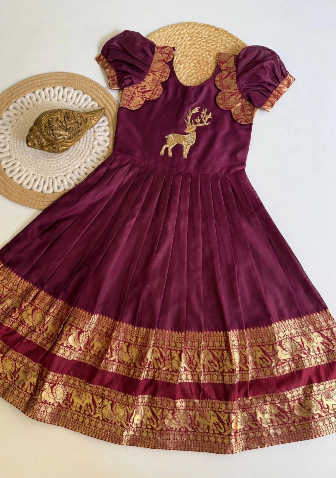 Narayanpet silk cotton fully stitched dresses with handwork (1-16 years)