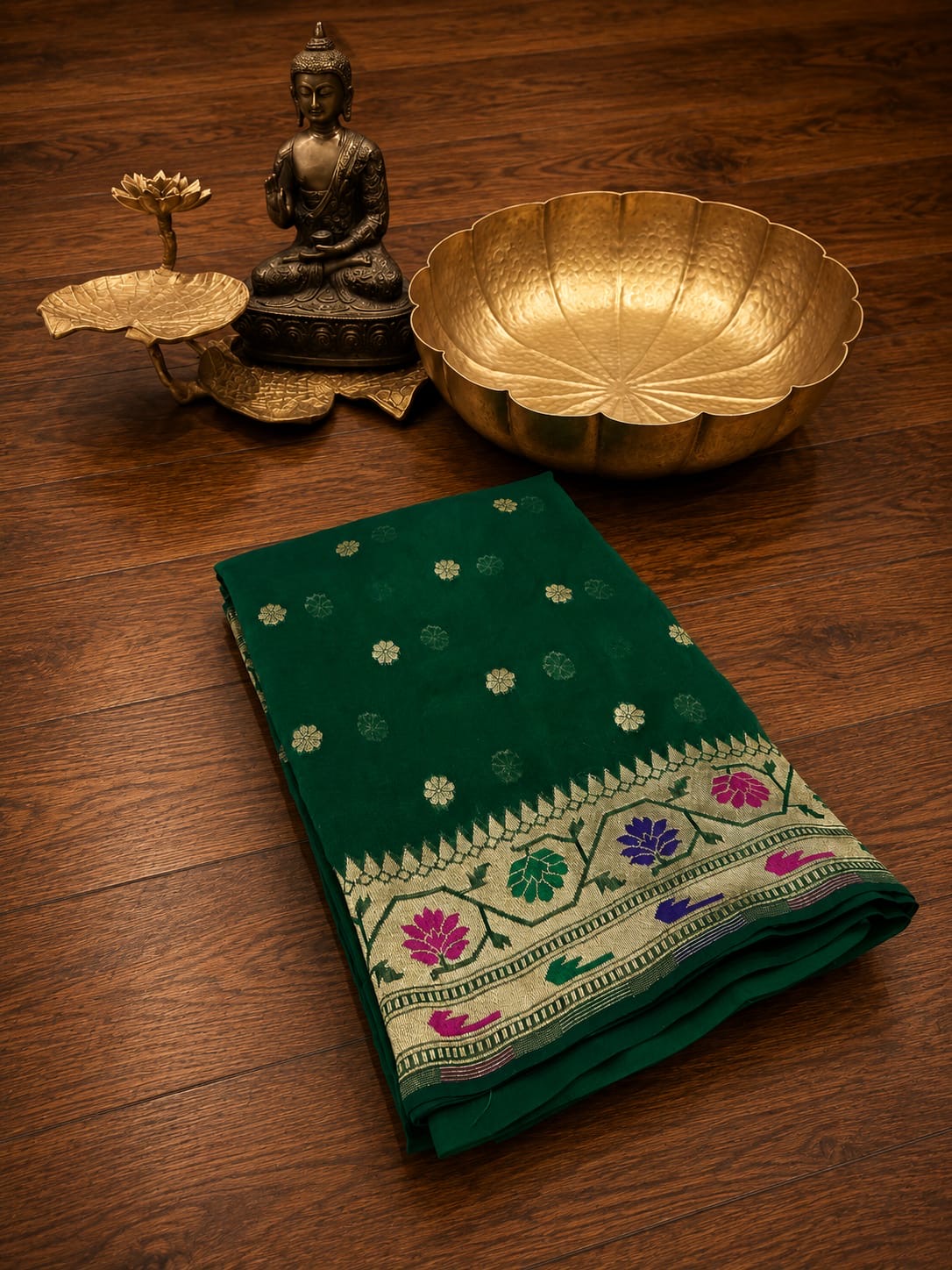 Banaras pure paithani crepe silk sarees with unstitched blouse