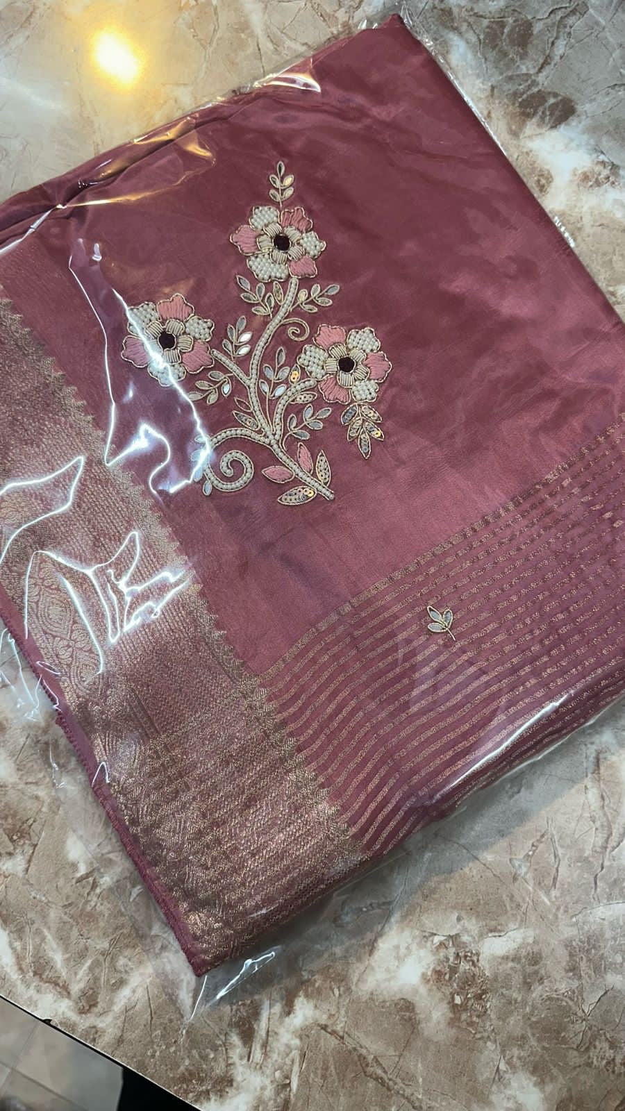Banaras crepe silk sarees with handwork