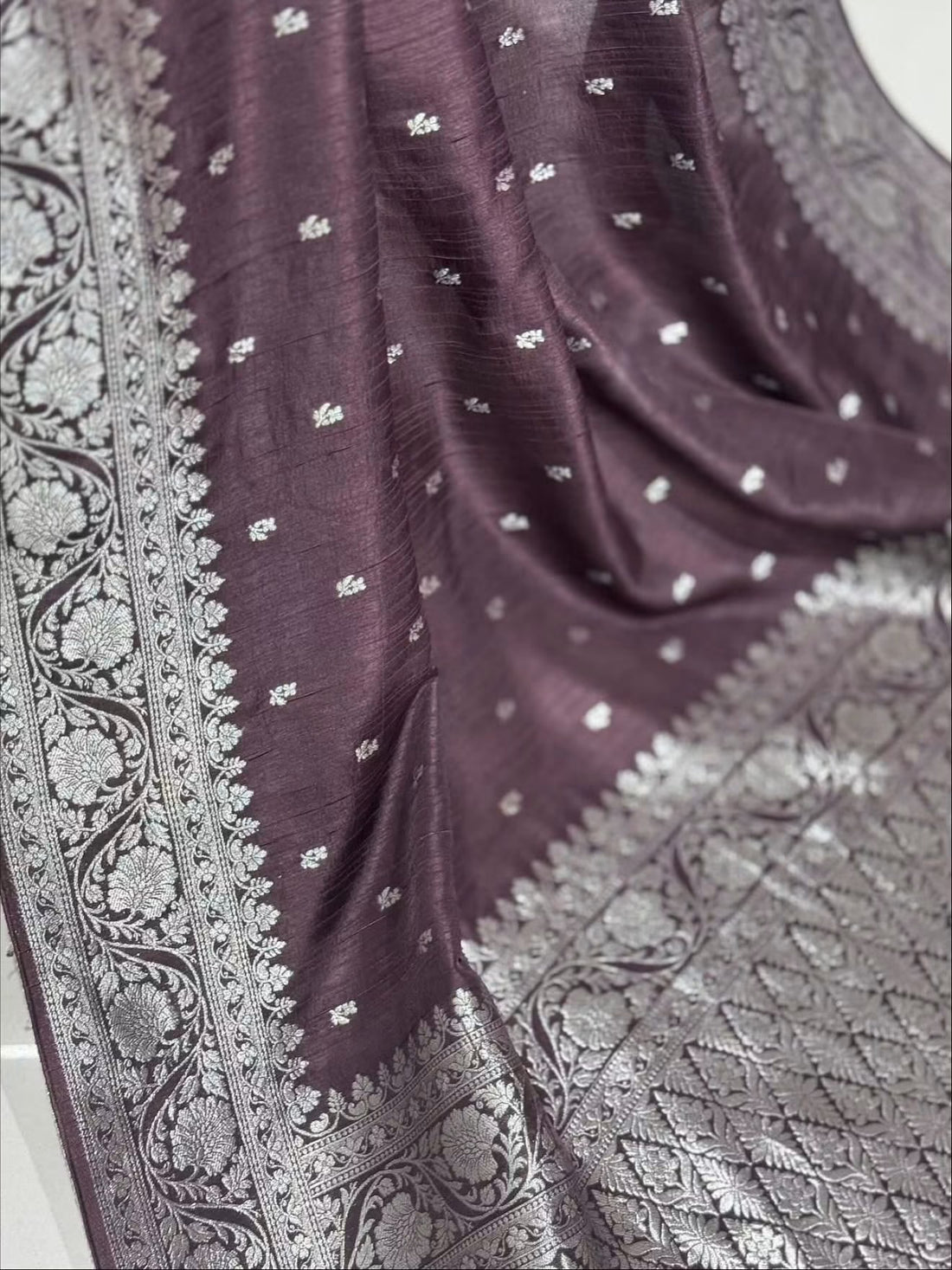Banaras tussar silk sarees with allover weaving and unstitched blouse