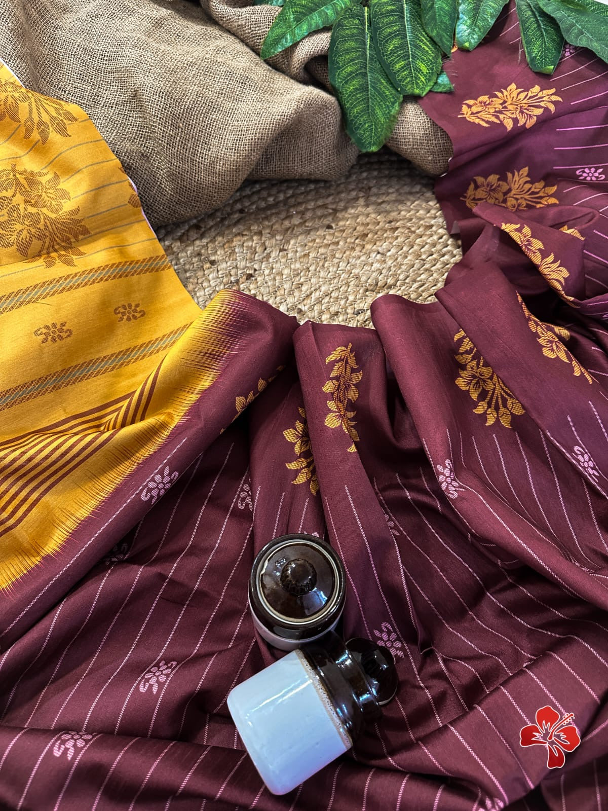 Fancy tussar silk cotton saree in unique combination