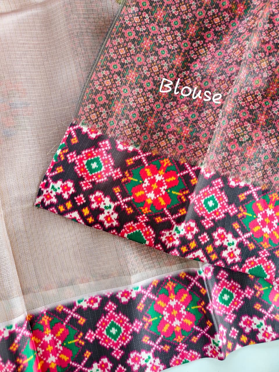 Exclusive tissue silk sarees with patola borders pallu and blouse