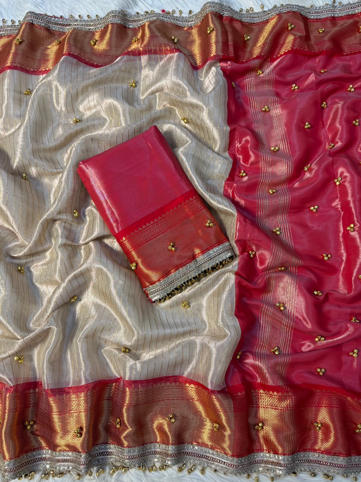 Banaras tissue silk saree in ghungroo handwork
