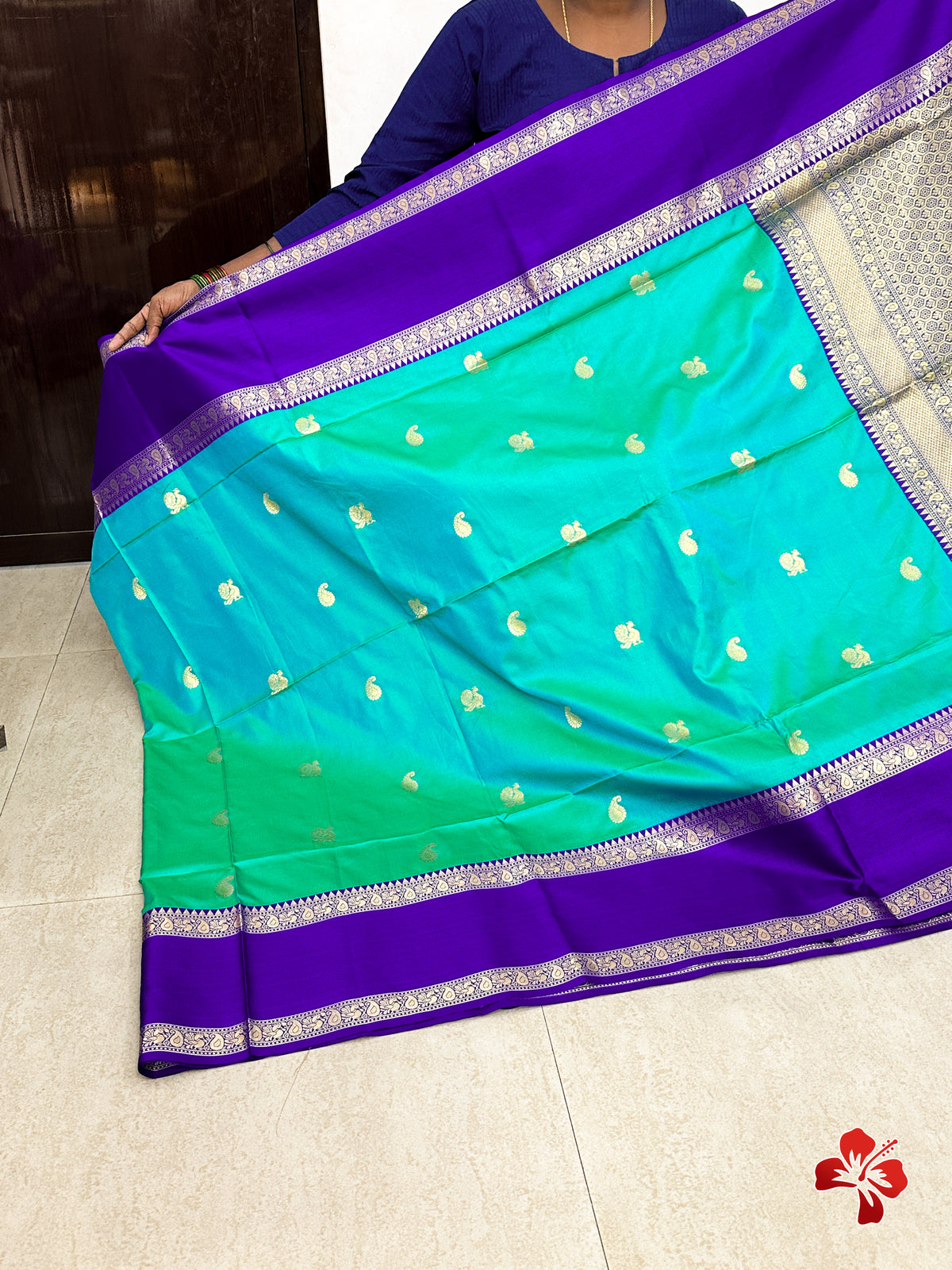 Vintage banaras soft silk saree with gap borders and rich blouse