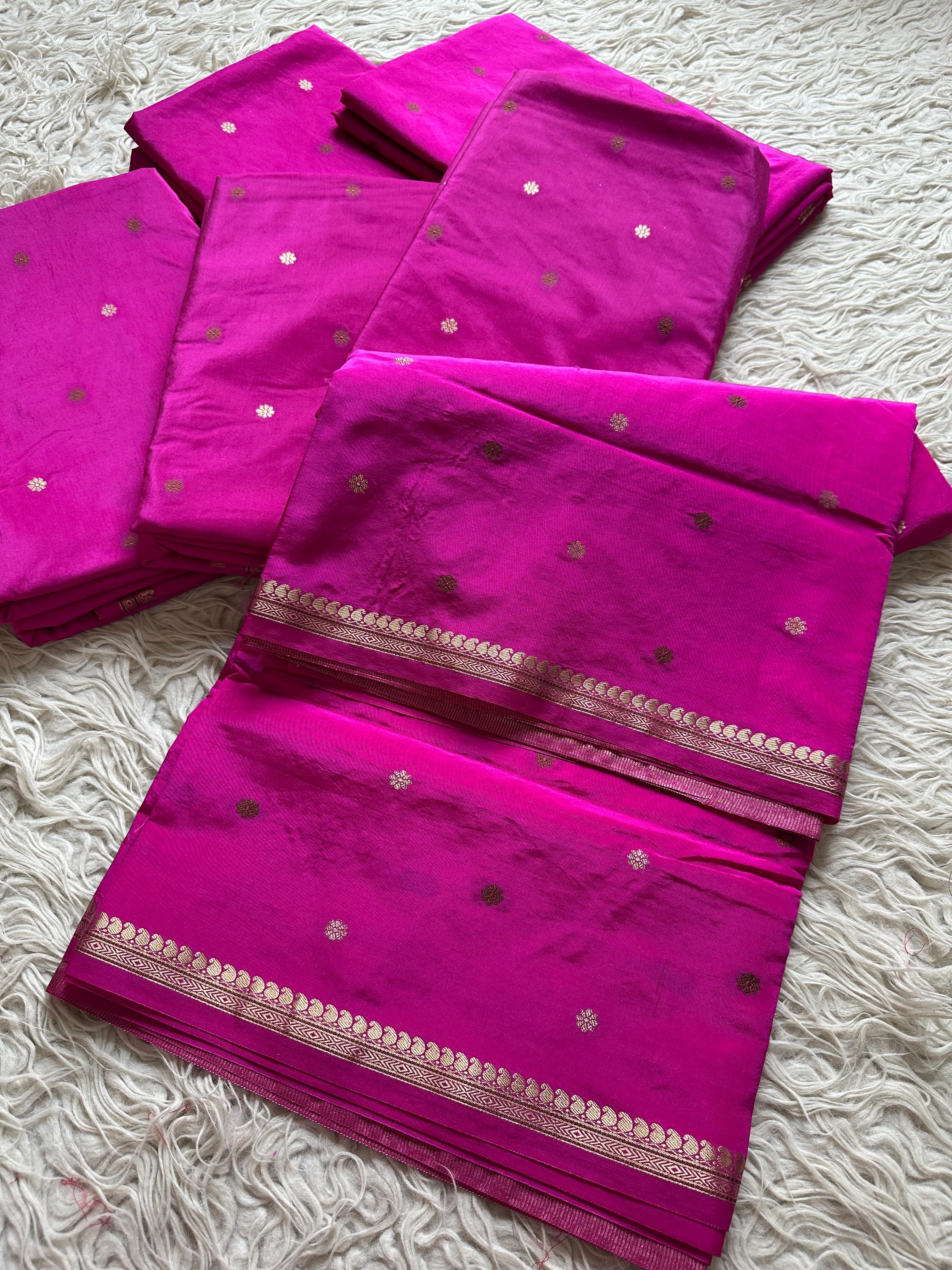 Vintage banaras soft silk sarees with allover weaving and rich unstitched blouse