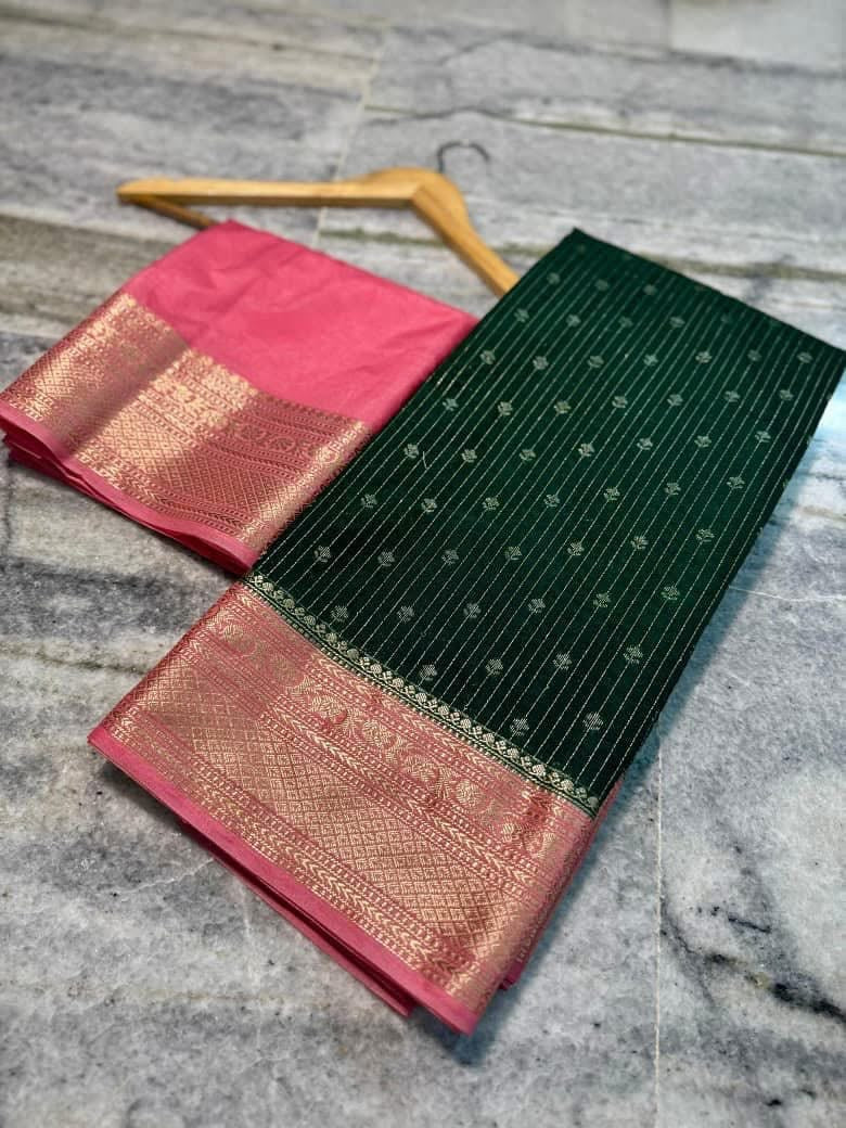 Vintage banaras soft silk saree with vaira oosi style weaving