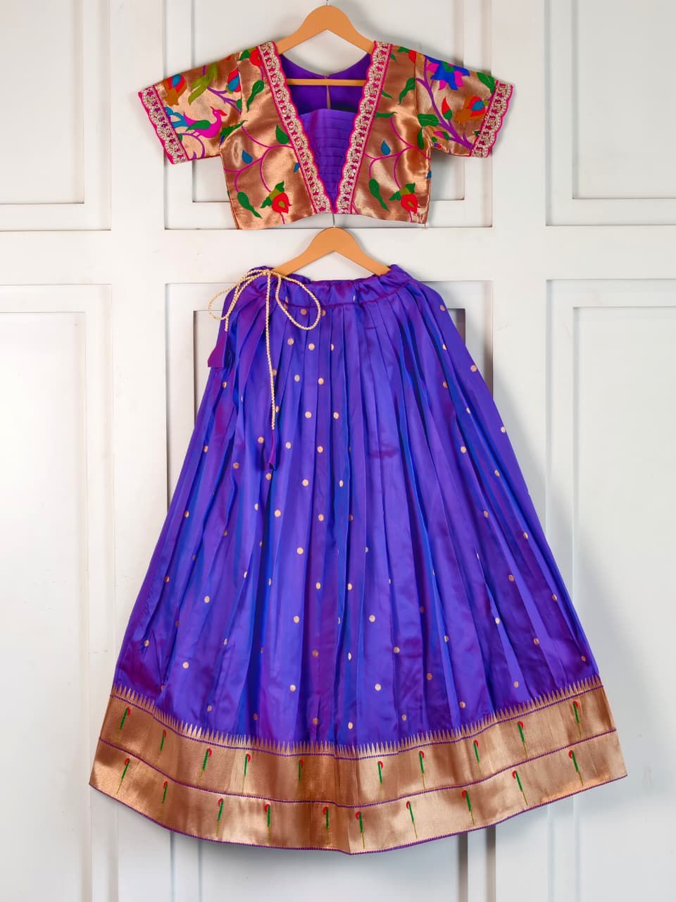 Banaras paithani kids lehanga with croptop (1-15 years )