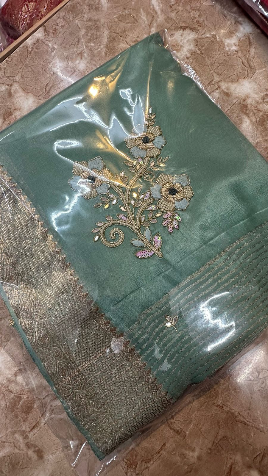Banaras crepe silk sarees with handwork