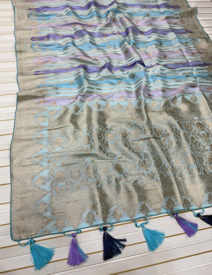 Banaras rangkat soft silk sarees with rich weaving allover and blouse