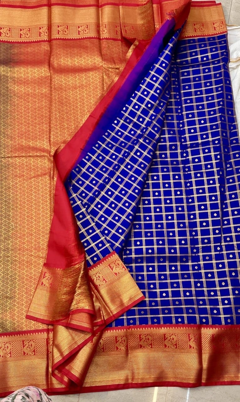 Semi kanjeevaram silk saree with koravai weaving