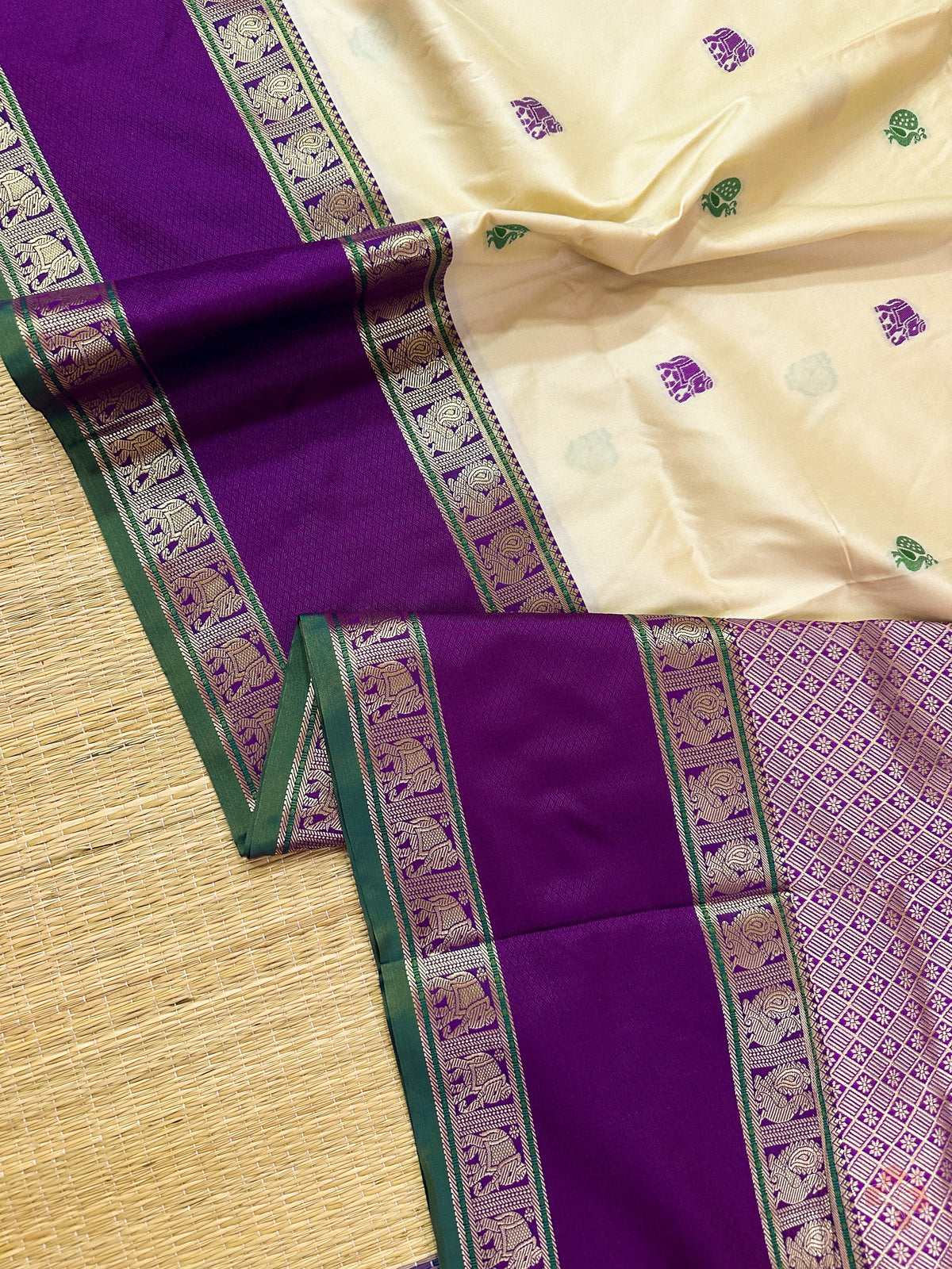 Semi kanjeevaram silk saree with rich vintage weaving unstitched blouse