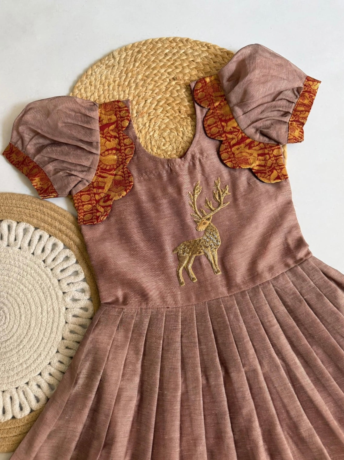 Narayanpet silk cotton fully stitched dresses with handwork (1-16 years)