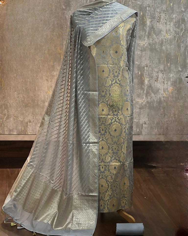 Banaras brocade 3 piece unstitched dress materials (2.5 meters each approx )