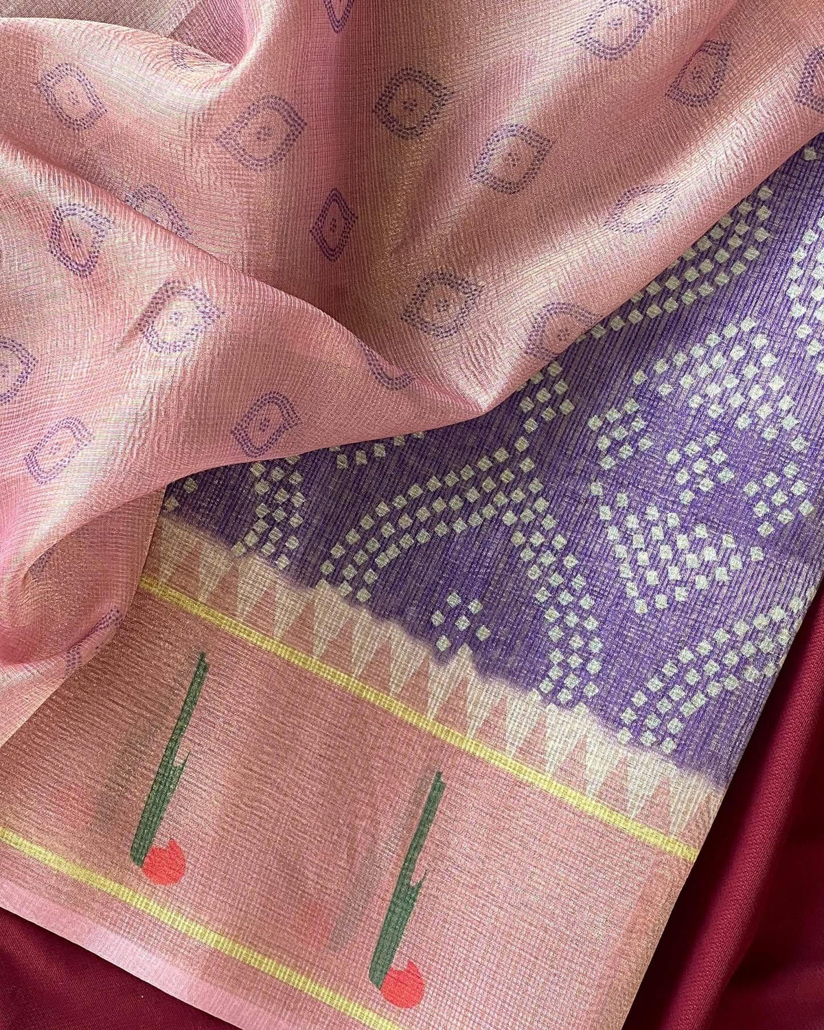 Kota bandini sarees with paithani border pallu and blouse