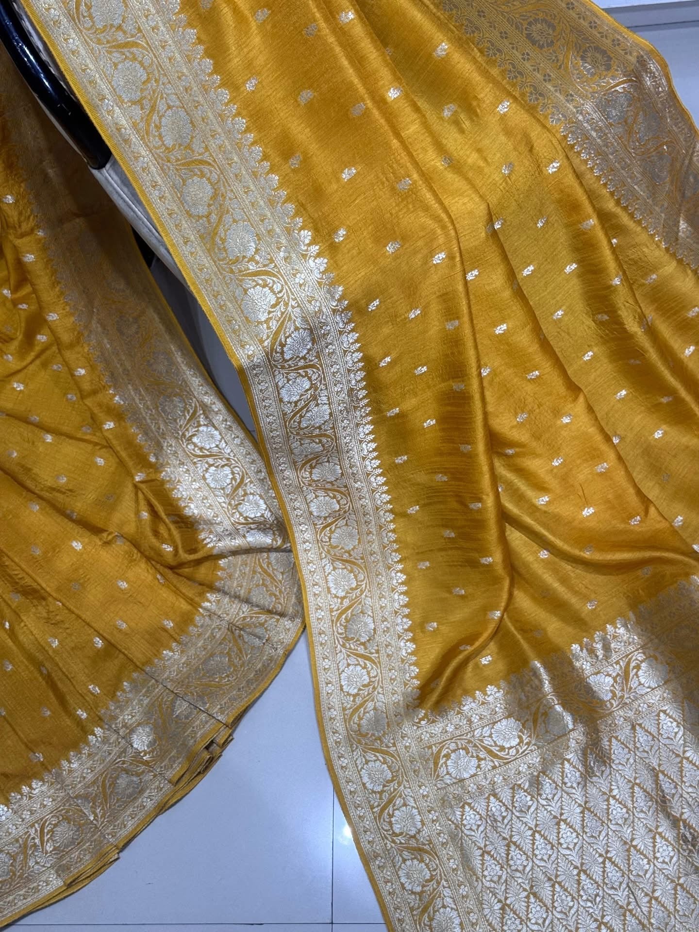 Banaras tussar silk sarees with allover weaving and unstitched blouse